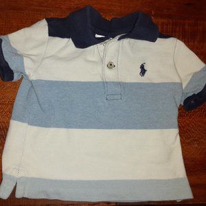 infant polo shirt, striped, blues/white, 6M